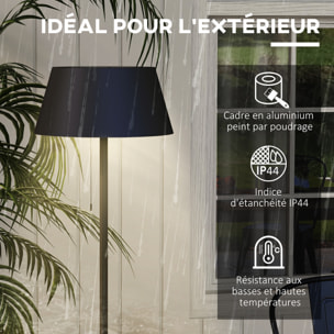 Lampadaire extérieur solaire LED sans fil rechargeable USB réglable alu ABS noir