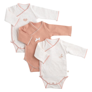 Bodies bébé manches longues en coton lot de 3