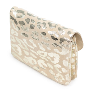 Alpignano monedero mujer. Piel auténtica Gamuza, diseño animal print leopardo, lacada brillante.