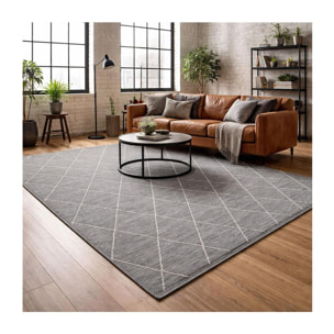 Tapis salon et chambre tissé en coton motif scandinave JABI