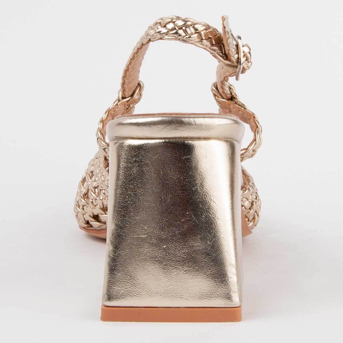 Zapato De Tacón - Dorado - Altura: 6 Cm