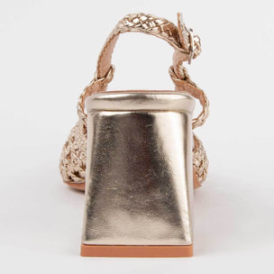 Zapato De Tacón - Dorado - Altura: 6 Cm