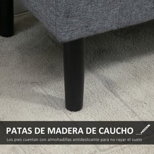 HOMCOM Banco Pie de Cama Acolchado con Espacio de Almacenaje Banqueta Multifuncional con Brazos Tapa Abatible y Patas de Madera para Dormitorio Salón 116x44x58 cm Gris