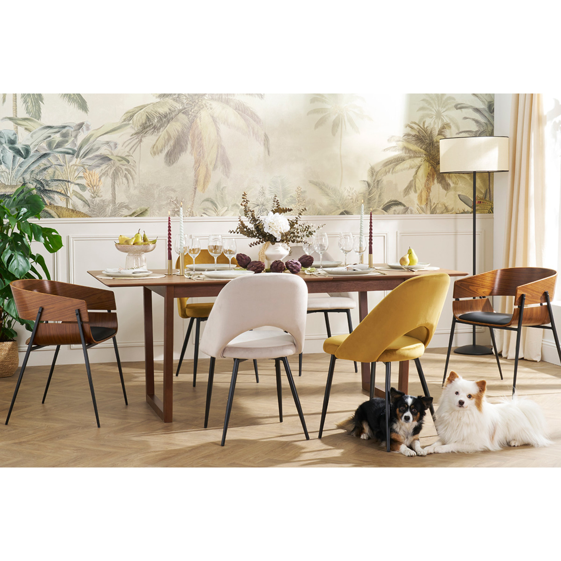 Table extensible rallonges intégrées rectangulaire en bois foncé noyer L160-240 cm LAHO