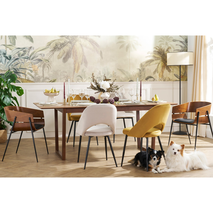 Table extensible rallonges intégrées rectangulaire en bois foncé noyer L160-240 cm LAHO