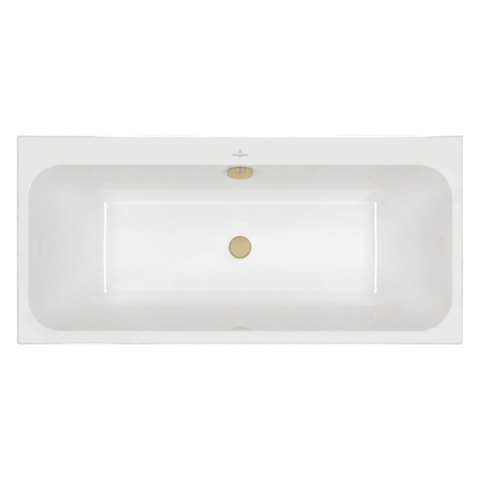 Baignoire droite 180 x 80 VILLEROY & BOCH Architectura + Vidage de baignoire WIRQUIN doré