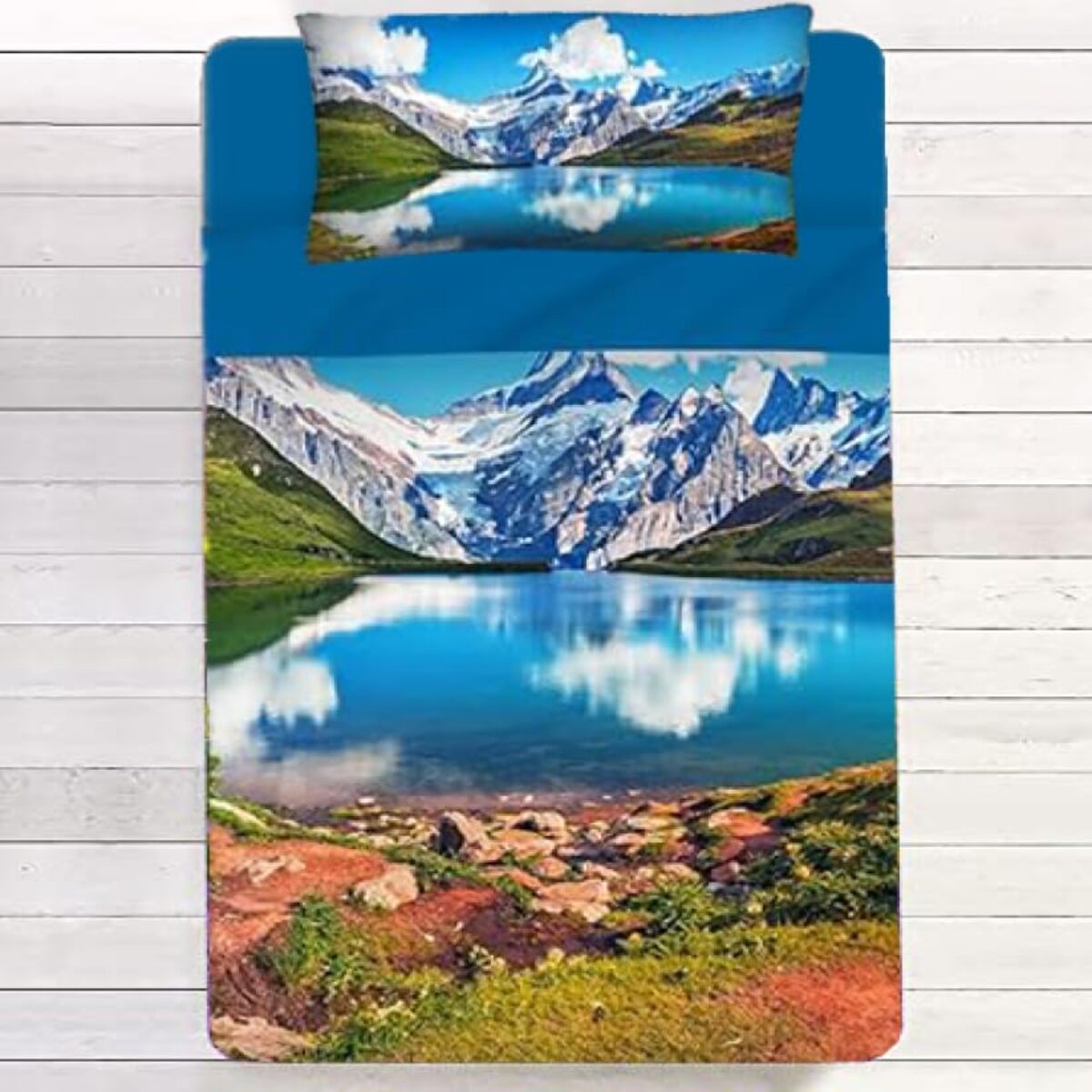 Completo lenzuola singolo in cotone con stampa alta qualità, set letto con lenzuolo sopra, sotto con angoli e federa, morbido e traspirante per pelli sensibili, colori brillanti e resistenti ai lavaggi, certificato OEKO-TEX, comfort quotidiano