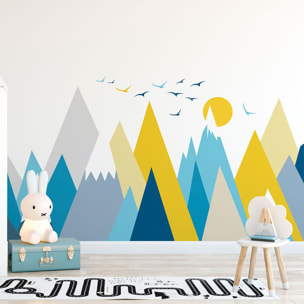 Stickers muraux enfants - Décoration chambre bébé - Autocollant Sticker mural géant enfant montagnes scandinaves BETIKA