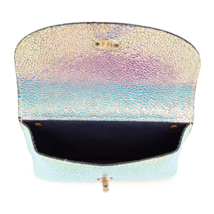 Aquilonia bolso de mano mujer. Piel auténtica Gamuza acabado iridiscente.