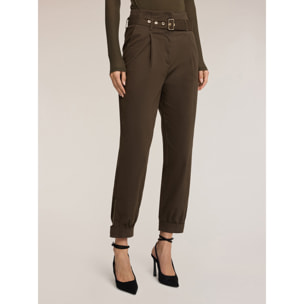 Motivi - Pantalones baggy en tejido armaturado - Verde militare