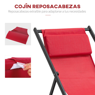 Conjunto 2 Tumbonas Plegables 58x96.5x91.5 cm Rojo vino