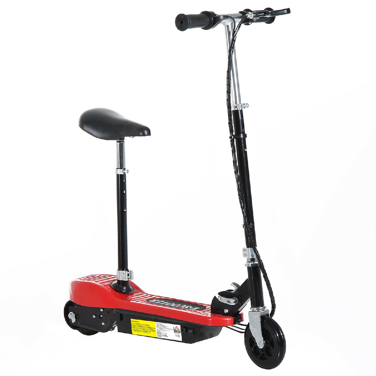 Trottinette Électrique 120 W Pliable pour Enfants de 7 à 12 Ans Hauteur de Guidon et Selle Réglable 10 Km/h Max. 2 Roues en PU Rouge