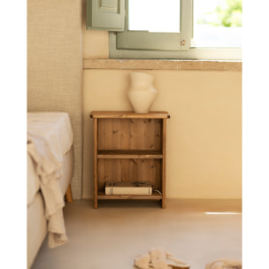 Table de chevet en bois massif en ton chêne foncé de 50x42cm Hauteur: 50 Longueur: 42 Largeur: 27