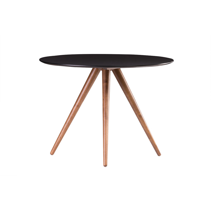 Table à manger ronde design noyer et noir D106 cm WALFORD