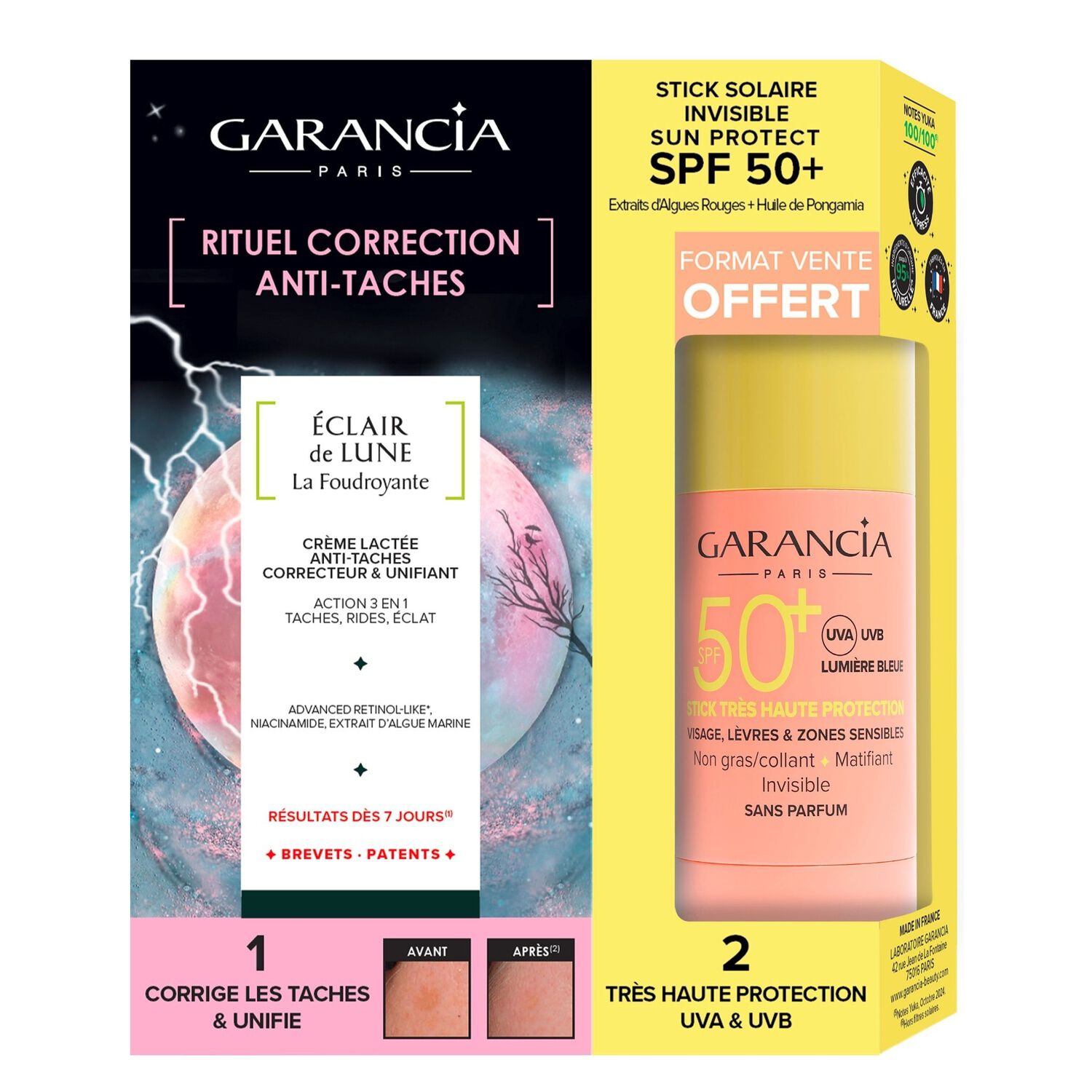 Eclair de Lune La Foudroyante  - Coffret Crème Lactée Anti-Tâches 30ml + Stick Solaire Invisible 15g