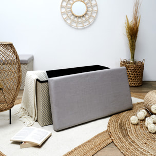 Coffre Banc Pliable Tresse Gris