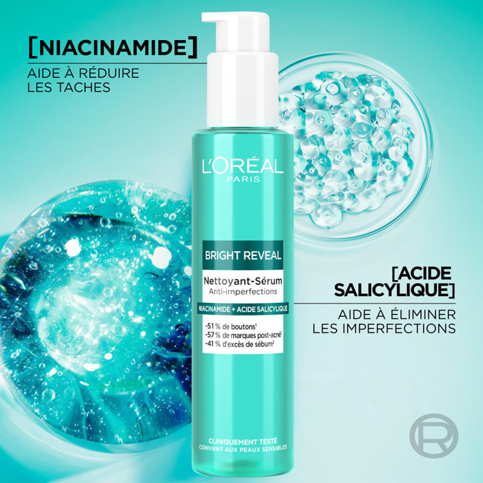L'Oréal Paris Bright Reveal Nettoyant-Sérum Anti-Imperfections Niacinamide et Acide Salicylique 150ml