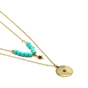 Collar de Turquesa acabado en oro amarillo de 18K- Nanra