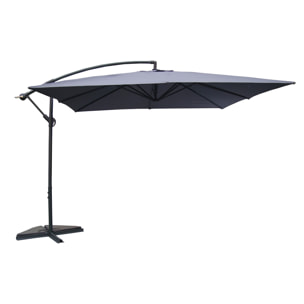 Parasol déporté carré 3x3m gris DAVAGNA