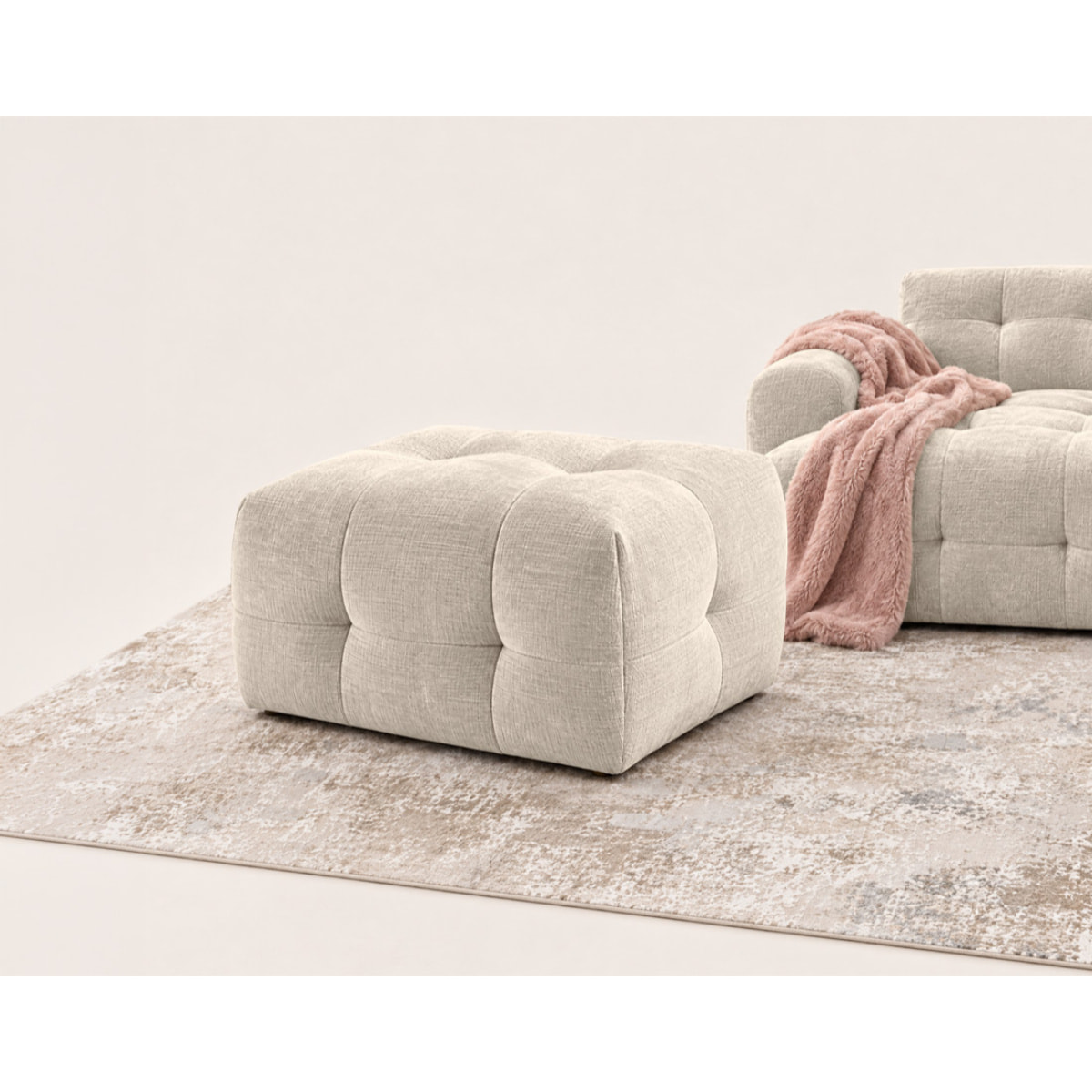 Diane - pouf en velours texturé - Beige