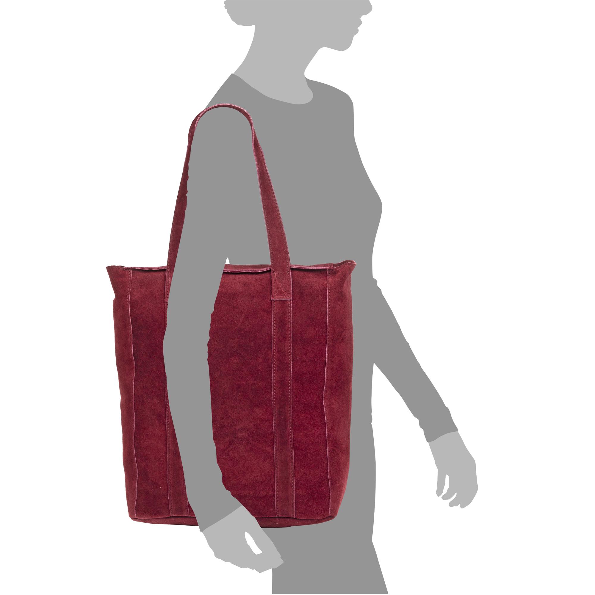 Albagiara Bolso Shopper mujer. Piel auténtica Gamuza.