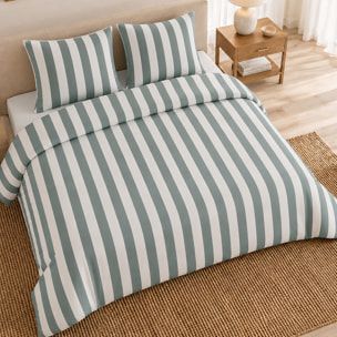 Parure housse de couette 100% percale de coton rayures verticales - TALAM