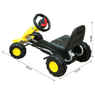 Kart à pédales Go-Kart enfants avec frein 88L x 51l x 48H cm jaune noir