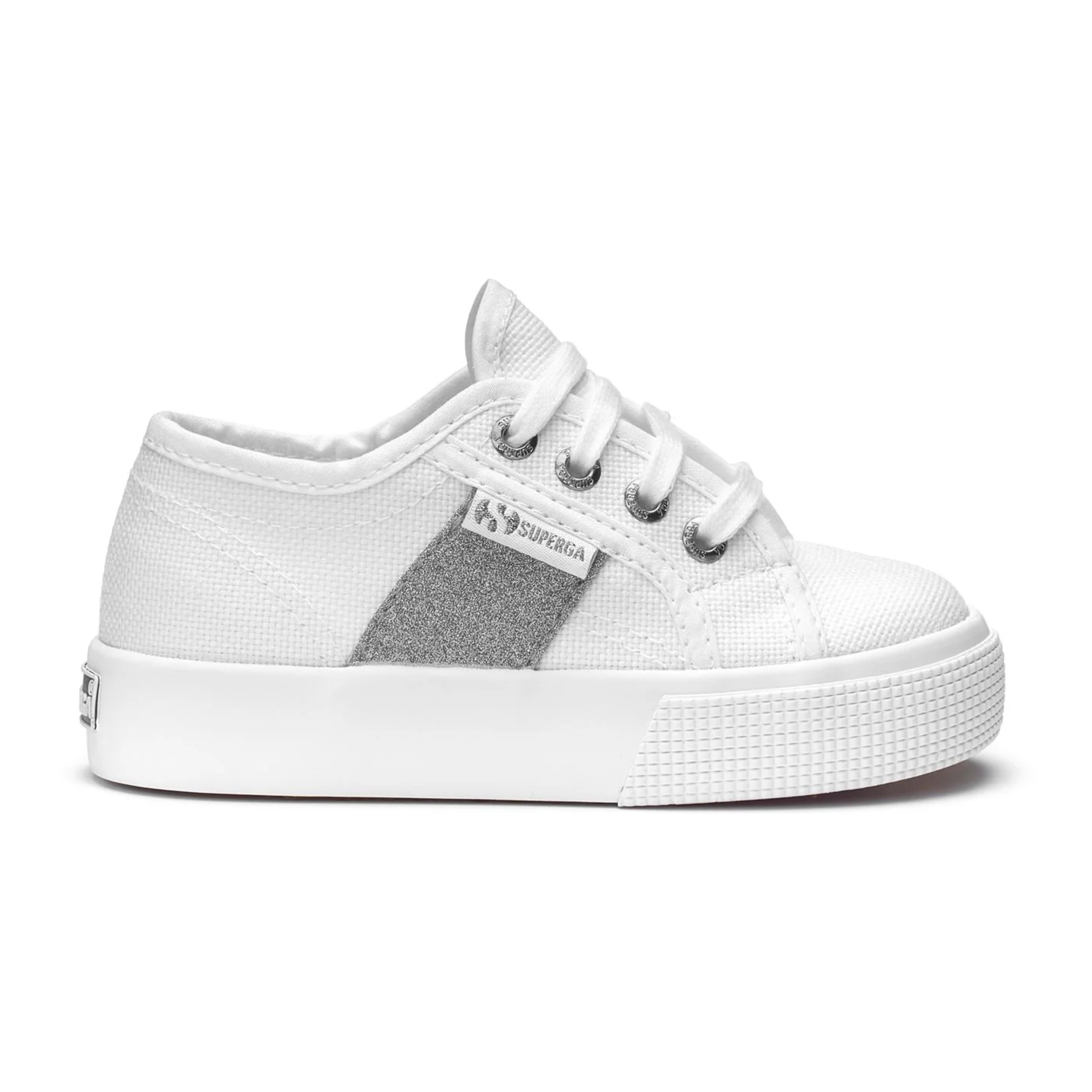 Scarpe da donna Superga Bambina Grigio 2730 KIDS PATCHES GLITTER