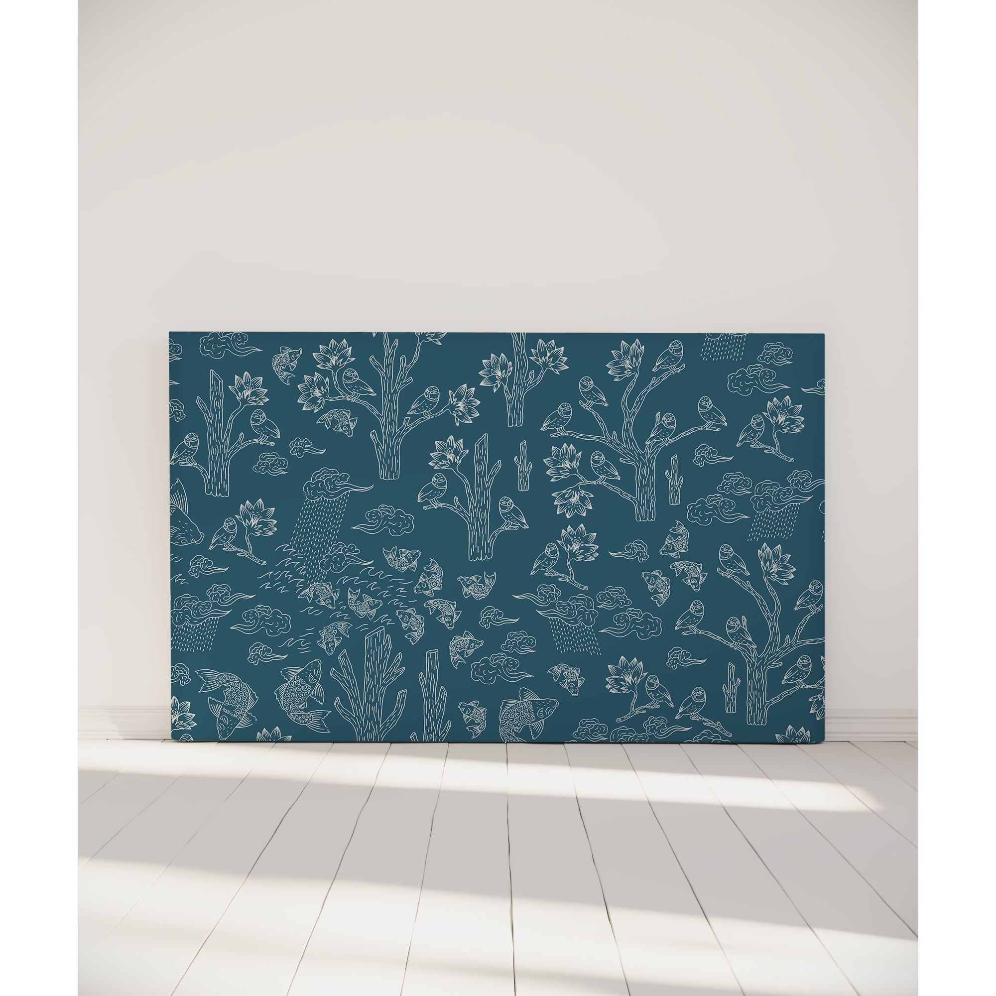 Tête de lit Mésanges bleues | Coloris Bleu | Largeur au choix