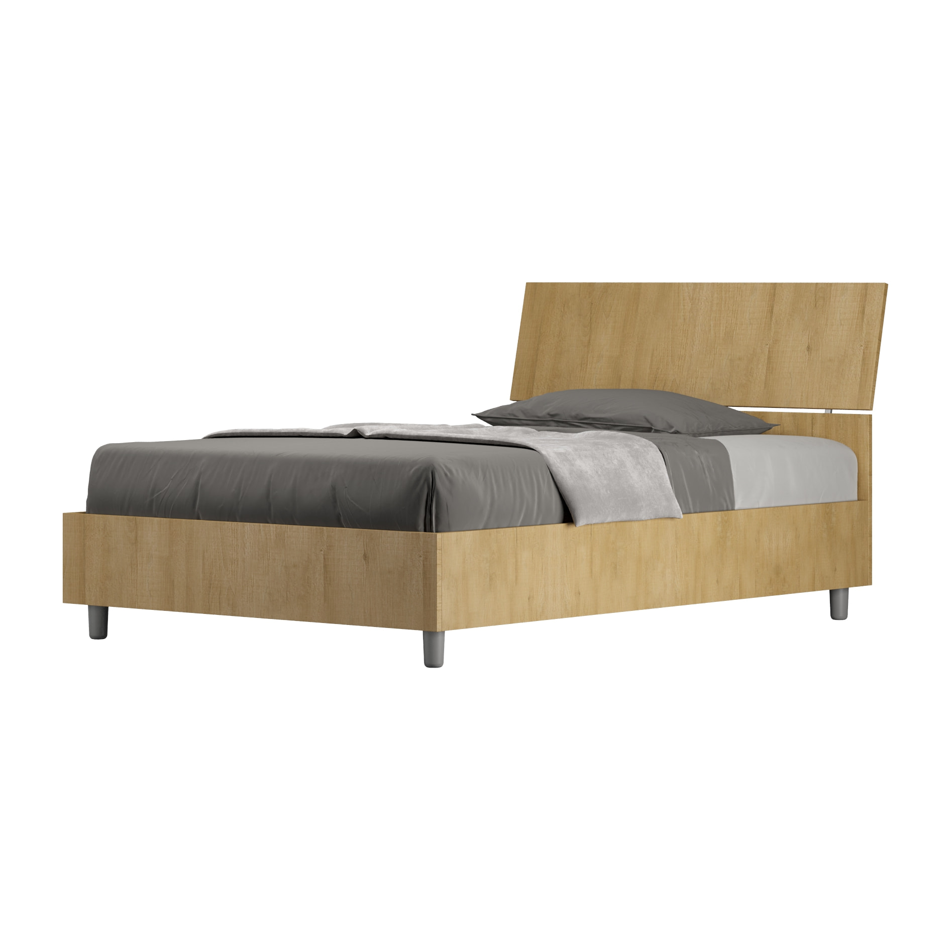 Letto una piazza e mezza con rete 120x200 testata inclinata quercia Demas