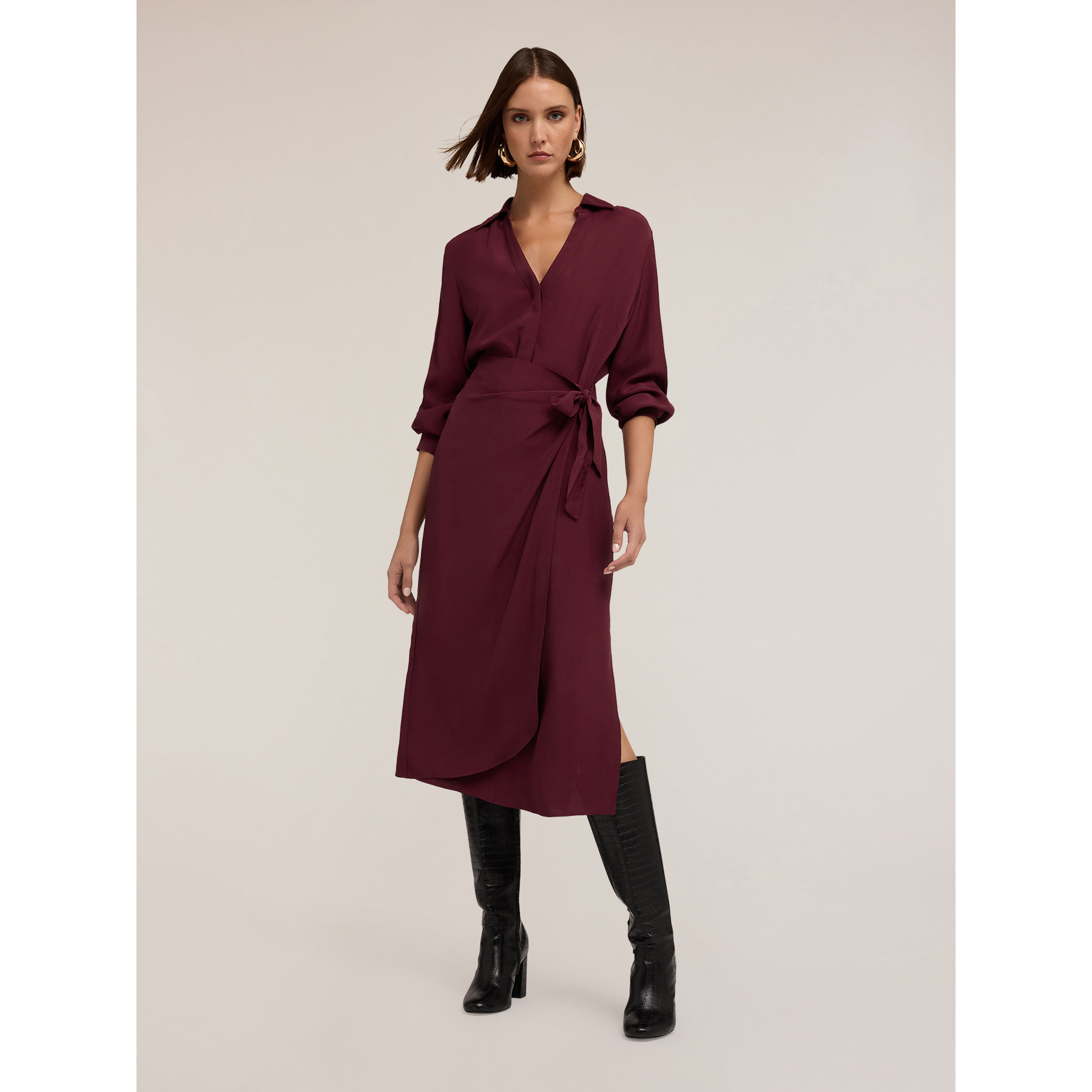 Motivi - Vestido cruzado - Burgundy