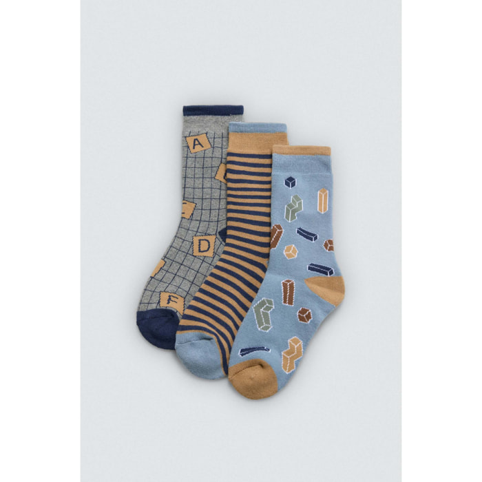 Confezione da 3 calzini termici per bambini con stampe di giochi da tavolo