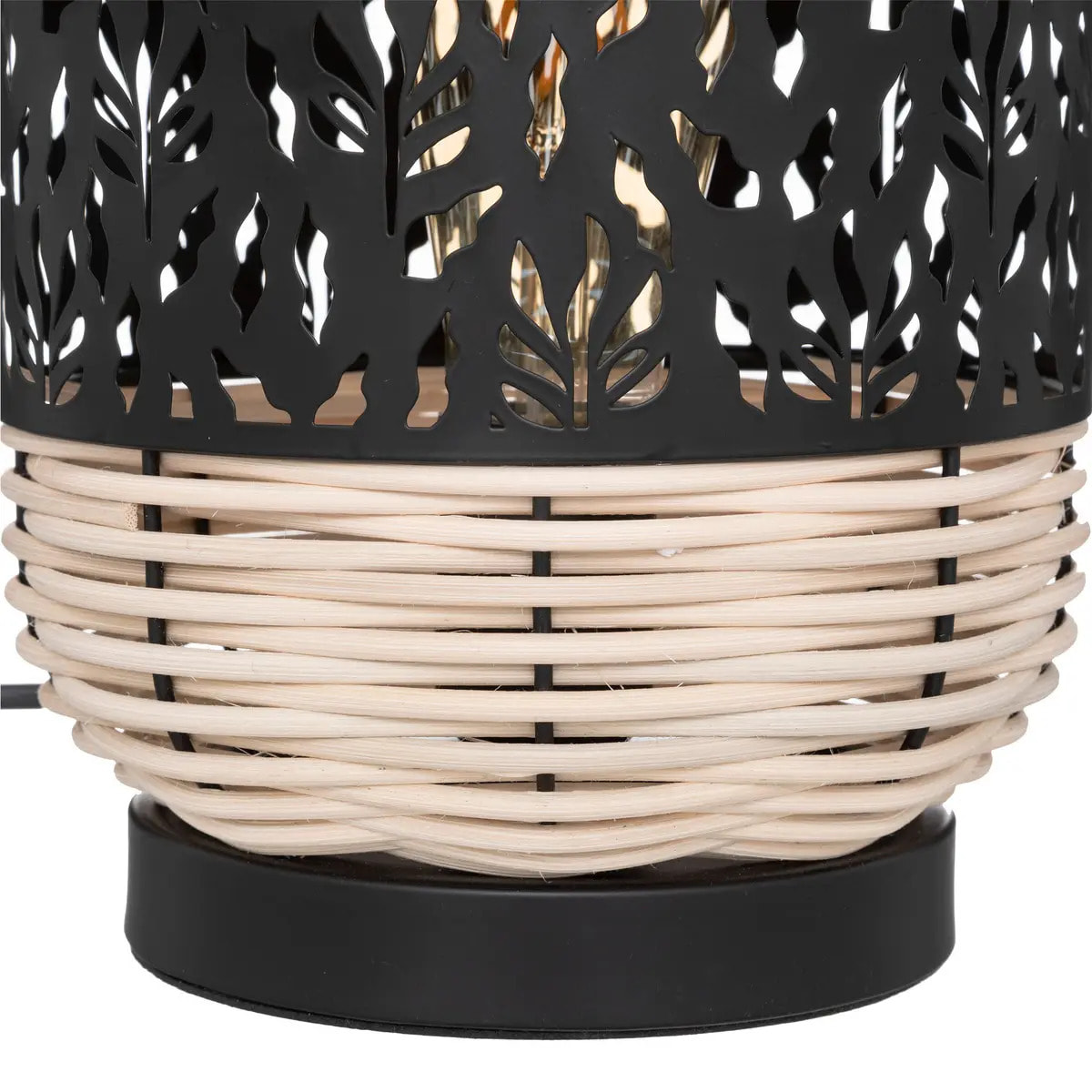 Lampe cylindre "Cosy" rotin métal noir H30cm