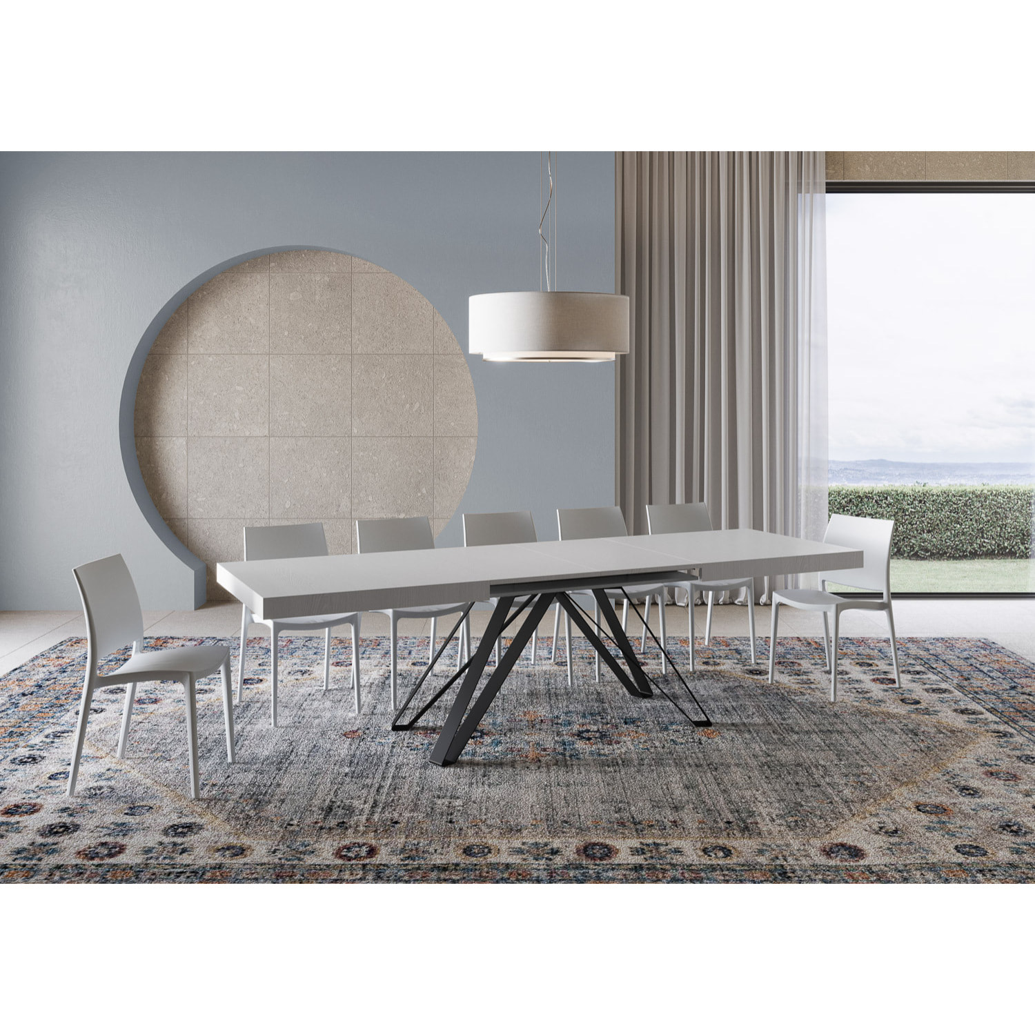 Table extensible 90x180/284 cm Terium frêne blanc pieds anthracite