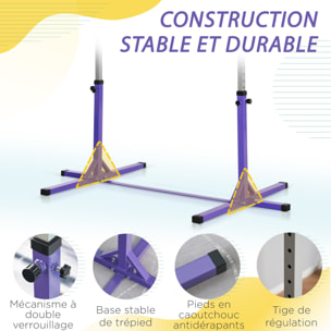 Barre fixe de gymnastique enfant hauteur réglable 13 niveaux acier hêtre