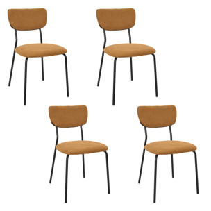 Lot de 4 Chaises - HOME DECO FACTORY - Jules - Côtelees - Jaunes