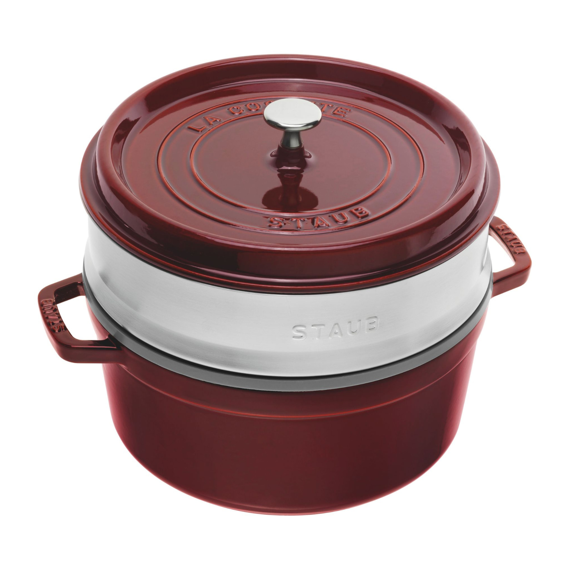 Cocotte avec panier vapeur 26 cm, Rond(e), Grenadine, Fonte