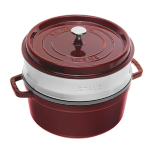 Cocotte avec panier vapeur 26 cm, Rond(e), Grenadine, Fonte