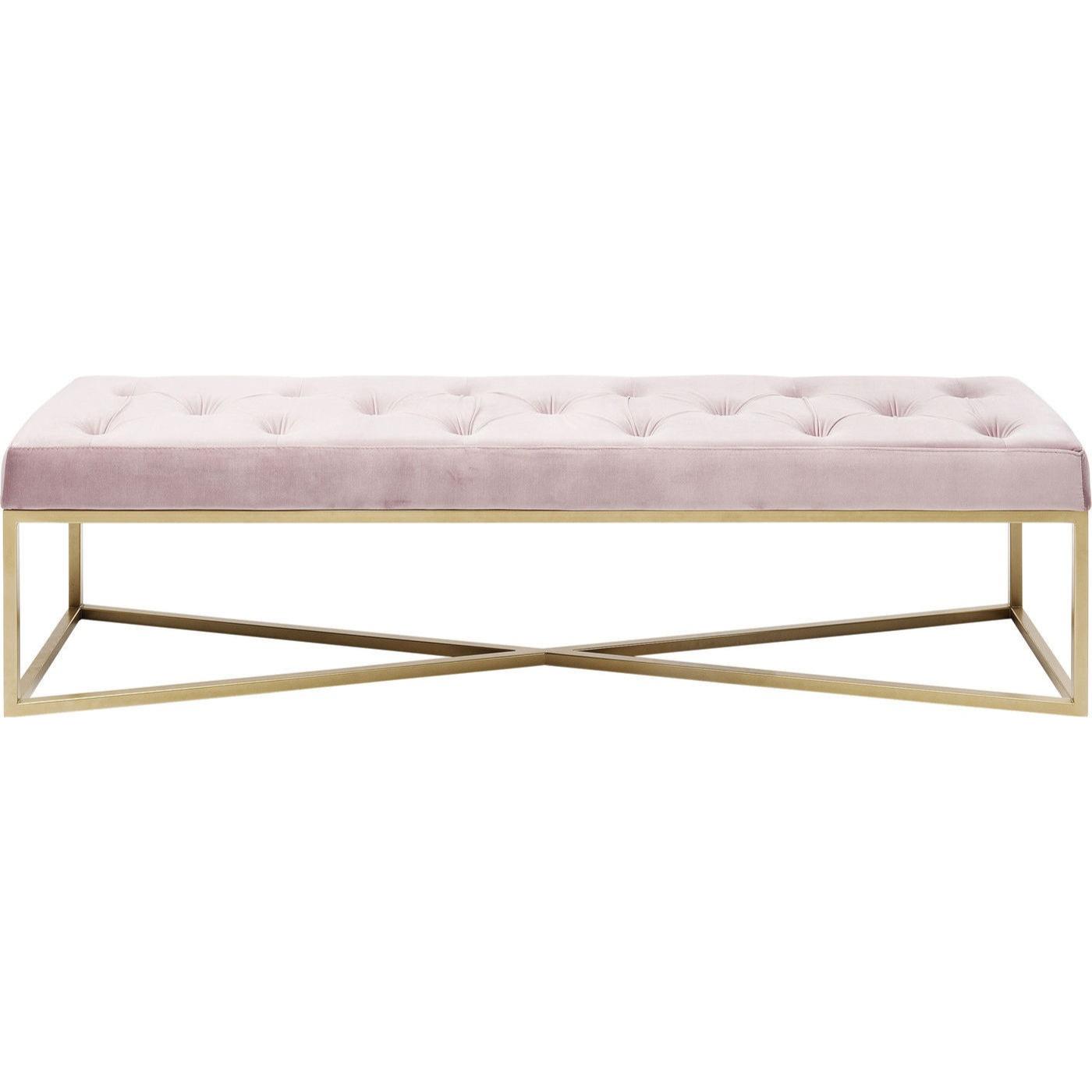 Banc Crossover rose et doré 150x40cm Kare Design