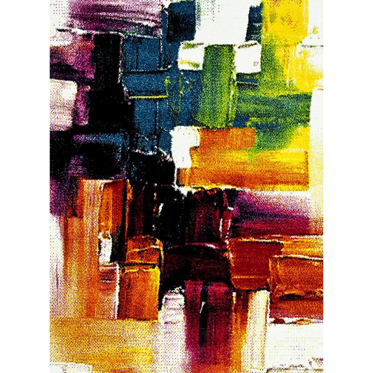Tapis motif abstrait Rufa multicolore