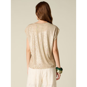 Oltre - Camiseta efecto metalizado - Beige