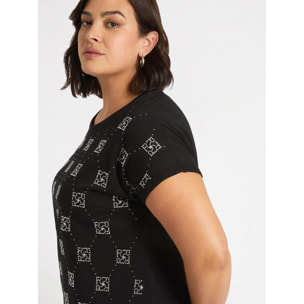 Fiorella Rubino - Camiseta con logotipos de pedrería - Negro