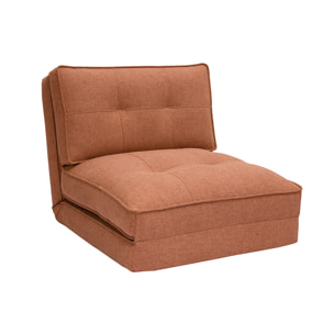 Chauffeuse 1 place convertible en tissu terracotta SALLY