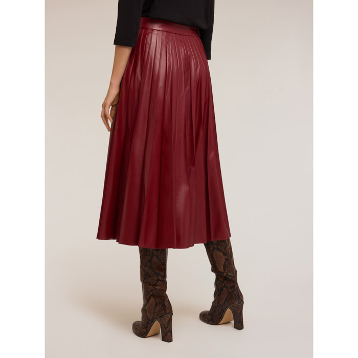 Motivi - Falda plisada de tela revestida - Burgundy