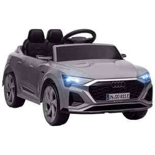 Coche Eléctrico para Niños de +3 Años Audi Q8 etron sportback Carro Eléctrico Infantil con Batería 12V Mando a Distancia Ruedas con Suspensión de Muelles Faros Bocina y Música Gris