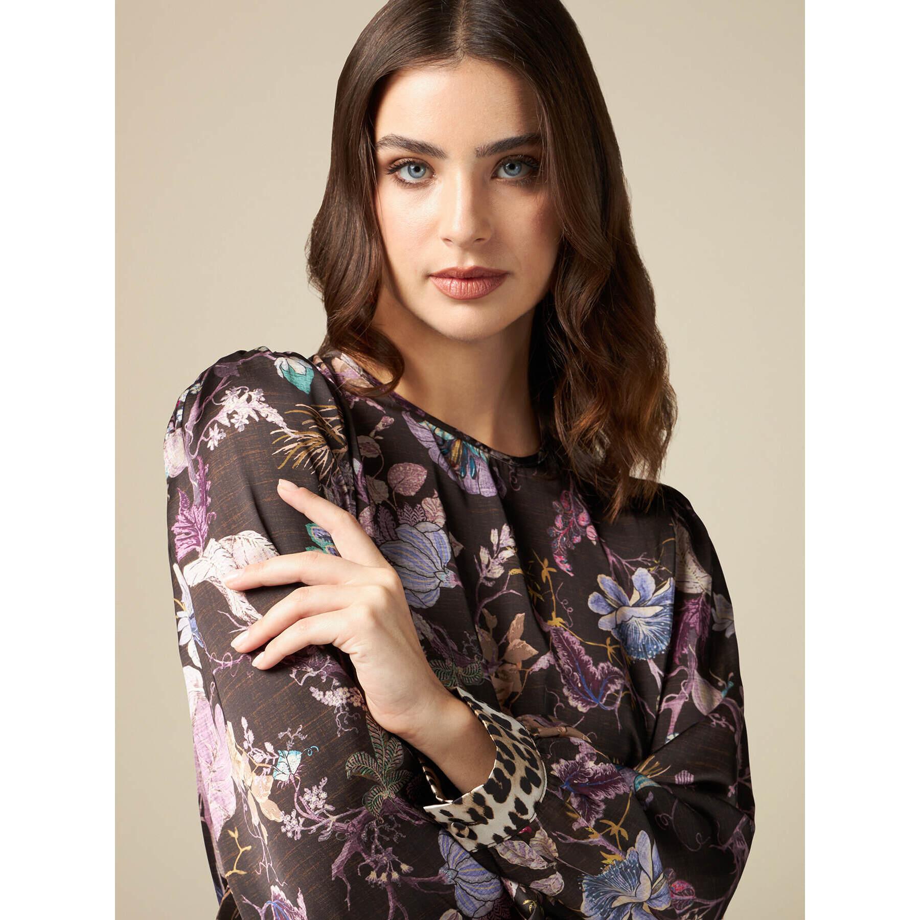 Oltre - Blusa de raso estampado - Violeta