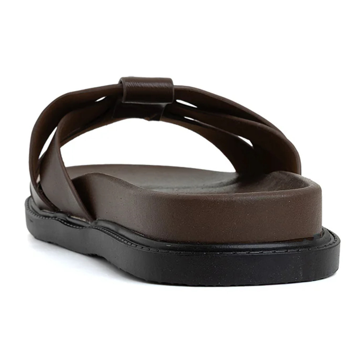 Ciabatta comfort con fascia a incrocio - MARRONE