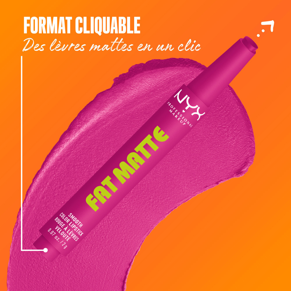 NYX Professional Makeup Fat Matte Rouge à Lèvres Mat Crémeux Fluffy Fucshia