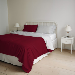 PARURE COPRIPIUMINO NATURAL COLOR, 100% Cotone, Made in Italy - BORDEAUX/GRIGIO CHIARO
