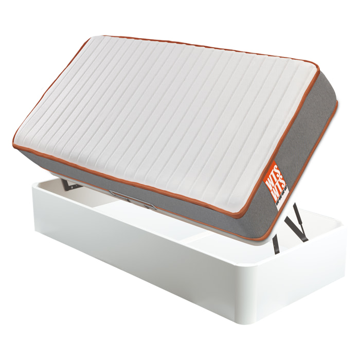 Pack RAP, Colchón Sostenible HR con Visco y Canapé Juvenil Apertura Lateral Blanco, WHAT THE SLEEP, Entrega, Montaje en Domicilio y Retirada de Usado Incluida